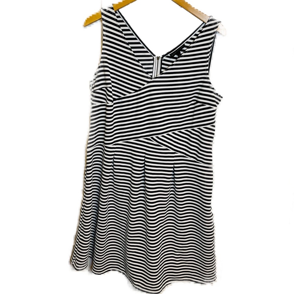 Lane Bryant Striped Sleeveless Pleated Dress